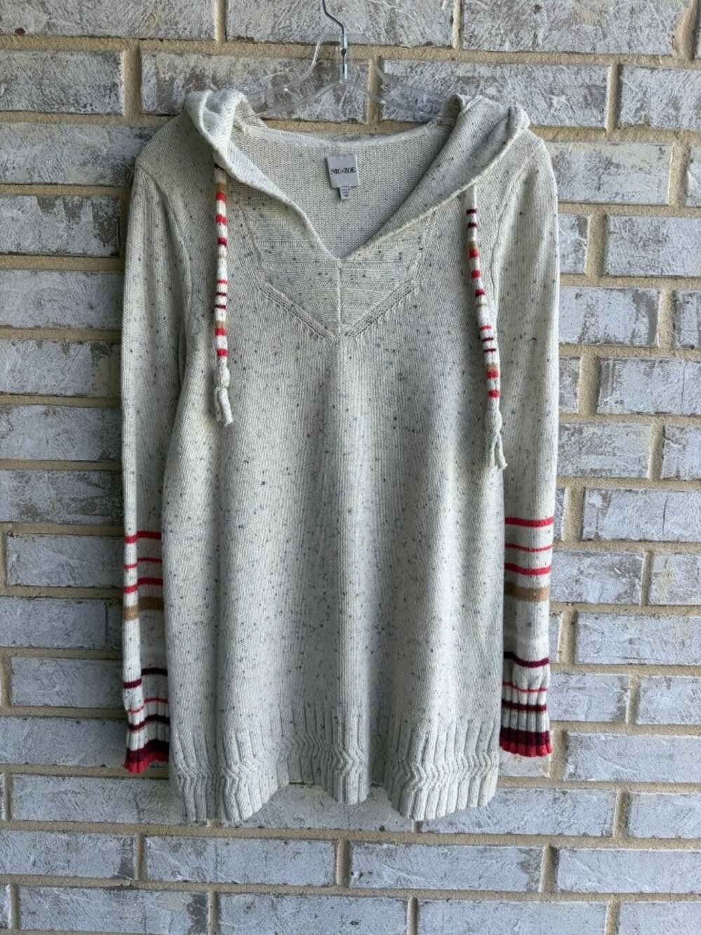 NIC+ZOE Long Sleeve Hooded Melange Winter Sunset Pullover Tunic Sweater Size M